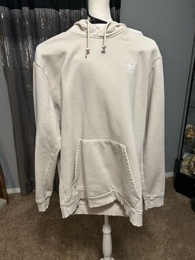 adidas Cream Pullover Hoodie with Trefoil Logo